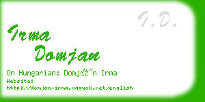 irma domjan business card